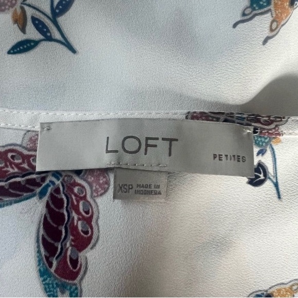 Loft White Butterfly Floral Print Flounce Tank Top Size XSP - Picture 7 of 9